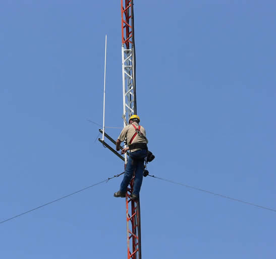 James installing dual band antenna for linking and APRS